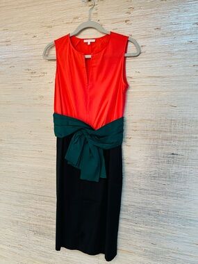 PAULE KA Sleeveless Colorblock Midi Dress in Red, Green & Black